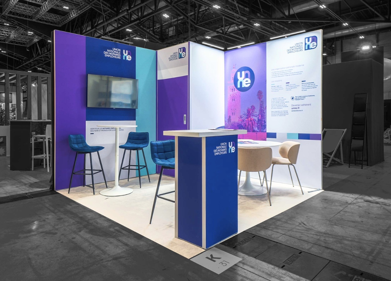 Stand modulaire Unne au salon Congrès des Notaires 2025 vue de face